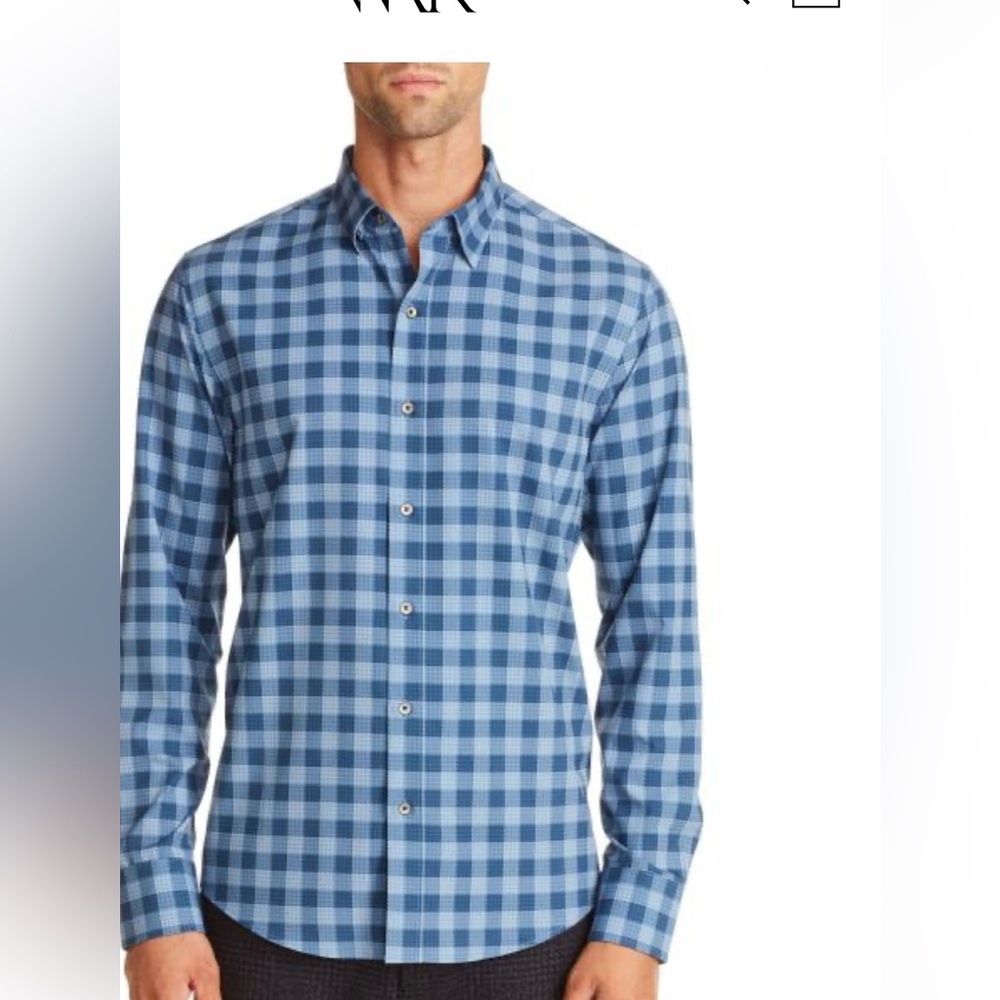 WRK NY Men’s gingham shirt. Fabric is 100% cotton. Size XL/Tall Slim Fit.